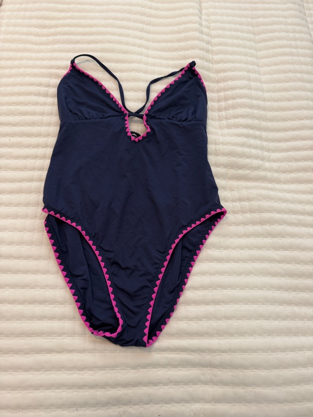 Lucky Brand Navy One-Piece Swimsuit with Pink Trim-